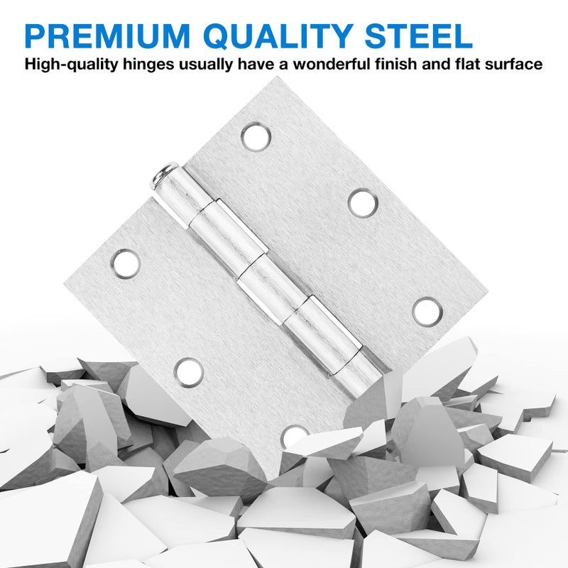 JIW 18 Pack Door Hinges Brushed Nickel 3.5 Inch Door Hinges for Doors Interior Door Hinges Bathroom Pantry Bedroom Satin Nickel Door Hinges 3 1/2"" Sliver Hinges Removable 3-1/2 Square Hinges Hardware - Image 5